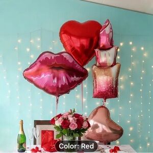 4-Piece Foil Balloon Set (Lips, Lipstick, Hearts Shaped )
